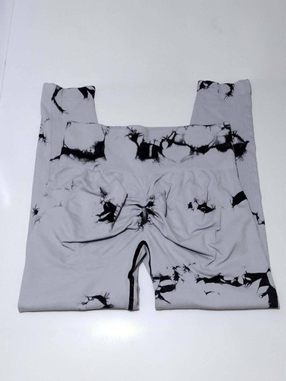 New - XL-3X High Waist 3D Booty Enhancing leggings - Gray Black Tie Dye full leg